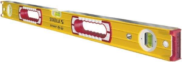 Stabila - 36" Long 3 Vial Box Beam Level - Aluminum, Yellow, 2 Plumb & 1 Level Vials - Benchmark Tooling