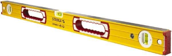 Stabila - 32" Long 3 Vial Box Beam Level - Aluminum, Yellow, 2 Plumb & 1 Level Vials - Benchmark Tooling