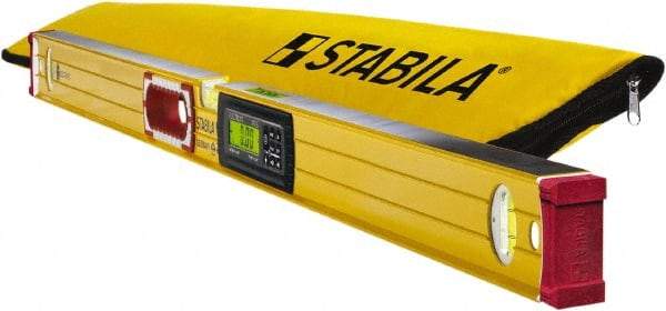 Stabila - 72" Long 3 Vial Box Beam Level - Aluminum, Yellow, 2 Plumb & 1 Level Vials - Benchmark Tooling