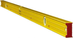 Stabila - Magnetic 72" Long 3 Vial Box Beam Level - Aluminum, Yellow, 2 Plumb & 1 Level Vials - Benchmark Tooling