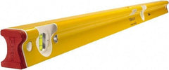 Stabila - 48" Long 3 Vial R-Beam Level - Aluminum, Yellow, 2 Plumb & 1 Level Vials - Benchmark Tooling