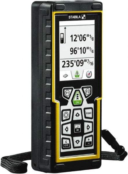 Stabila - 660' Range, Laser Distance Finder - 2 AA Batteries Required, Accurate to 1/16" - Benchmark Tooling