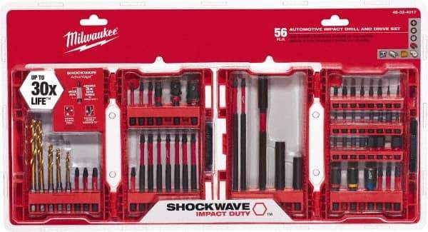 Milwaukee Tool - 56 Piece, Drill & Drive Set - 1/16 to 1/4" Hex, Multi-Purpose Tool Kit Kit, 1/4" Drive, Phillips, Torx, Magnetic Bit Holder, 1/4" Drive Bits Point - Benchmark Tooling