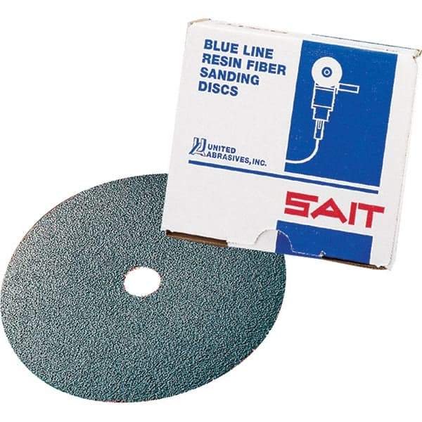 Sait - 7" Diam 7/8" Hole 80 Grit Fiber Disc - Zirconia Alumina, 7,000 Max RPM - Benchmark Tooling