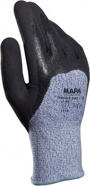 MAPA Professional - Size S (7), ANSI Cut Lvl 4, Puncture Lvl 2, Abrasion Lvl 4, Nitrile Coated HDPE Cut Resistant Gloves - Palm, Fingers & Knuckles Coated, HDPE Lining, Knit Wrist, Blue, Paired - Benchmark Tooling