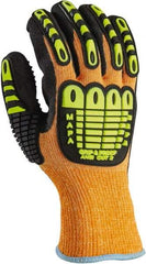 MAPA Professional - Size L (9), ANSI Cut Lvl 2, Puncture Lvl 2, Abrasion Lvl 4, Nitrile Coated Kevlar Cut Resistant Gloves - Palm Coated, Kevlar Lining, Knit Wrist, Orange, Paired - Benchmark Tooling