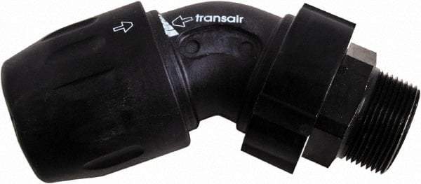 Transair - 1-1/2" ID, 40mm OD, 45° Male Elbow - Plastic, 232 Max psi, 2 Male NPT - Benchmark Tooling