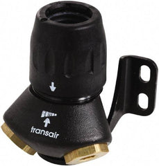 Transair - 1/2" ID, 16.5mm OD, 45° Two Port Wall Bracket - Plastic, 232 Max psi, 1/2 & 1/4 Female NPT, 3-5/16" Long - Benchmark Tooling