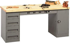 Tennsco - 72 Wide x 30" Deep x 33-1/2" High, Butcher Block Workbench - Fixed Legs, Medium Gray - Benchmark Tooling