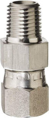 Made in USA - 3/8" Grade 316 Stainless Steel Pipe Adapter - MNPT x NPSM Swivel End Connections, 4,800 psi - Benchmark Tooling