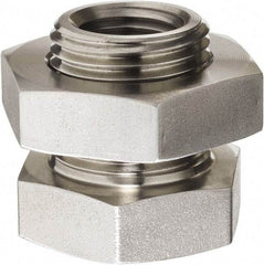 Made in USA - 3/8" Grade 316 Stainless Steel Pipe Anchor Coupling with Locknut - FNPT End Connections, 6,000 psi - Benchmark Tooling