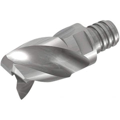 Iscar - MM EA Grade IC08 Carbide End Milling Tip Insert - Uncoated, 3 Flutes, 25mm Cutting Diam, 19mm Depth of Cut, 37mm Extension, 0.118" Cnr Rad, 40° Helix - Benchmark Tooling