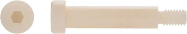 Made in USA - 1/4" Shoulder Diam x 3/8" Shoulder Length, #10-24, Hex Socket Shoulder Screw - 6/6 Nylon, Uncoated - Benchmark Tooling