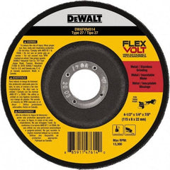 DeWALT - 4-1/2" Wheel Diam, 1/4" Wheel Thickness, 7/8" Arbor Hole, Type 27 Depressed Center Wheel - Fine/Coarse Grade, Ceramic, 13,300 Max RPM - Benchmark Tooling