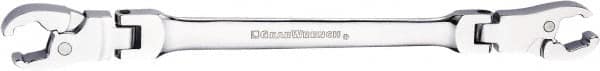 GearWrench - 13 x 14mm, Double End Head, Ratcheting Flare Nut Wrench - Chrome Vanadium Steel, Full Polish - Benchmark Tooling