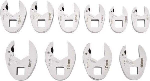 GearWrench - 10 Piece 3/8" Drive Open End Crowfoot Wrench Set - 10 to 19mm - Benchmark Tooling