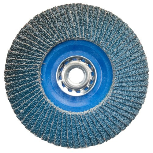 ‎5″ × 5/8″-11 Flap Disc BlueFire Quick Trim Type 27 Plastic Plate 40 Grit - Benchmark Tooling