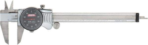 SPI - 0" to 6" Range, 0.001" Graduation, 0.1" per Revolution, Dial Caliper - Black Face, 1.57" Jaw Length, Accurate to 0.0010" - Benchmark Tooling
