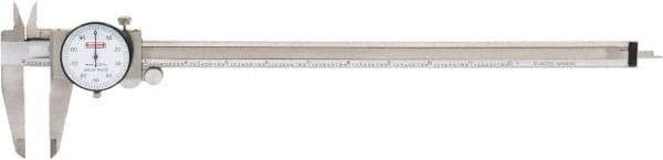 SPI - 0" to 12" Range, 0.001" Graduation, 0.1" per Revolution, Dial Caliper - White Face, 2.51" Jaw Length, Accurate to 0.0015" - Benchmark Tooling