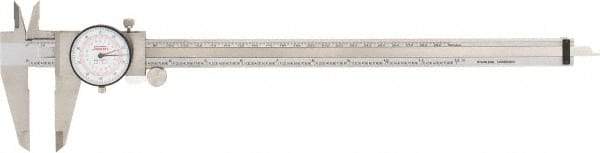 SPI - 0" to 12" Range, 0.001" and 0.02 mm Graduation, 0.001" per Revolution, Dial Caliper - White Face, 64mm Jaw Length, Accurate to 0.04mm - Benchmark Tooling