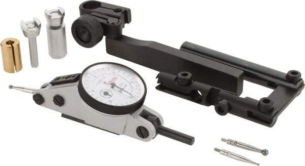 SPI - 10 Piece, 0" to 0.06" Measuring Range, 1.18" Dial Diam, 0-15-0 Dial Reading, White Dial Test Indicator Kit - 0.0012" Accuracy, 0.86" Contact Point Length, 0.079" Ball Diam, 0.001" Dial Graduation - Benchmark Tooling