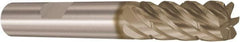 Corner Radius End Mill: 0.9843″ Dia, 6 Flutes, Solid Carbide 38 ° Helix, HXT Coated, Corner Radius End, Centercutting, Series JS720