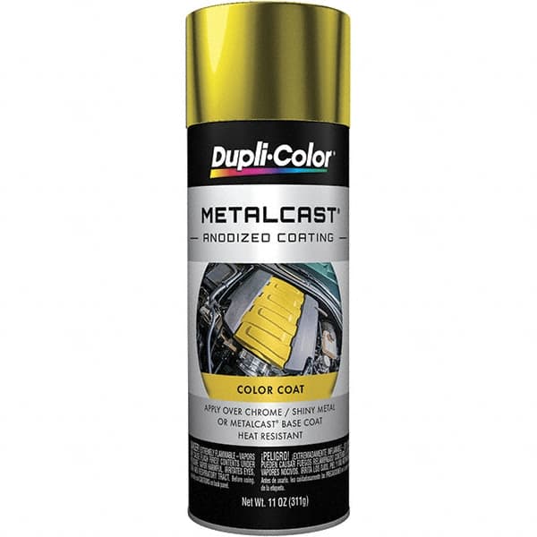 Dupli-Color - 11 oz Yellow Anodized Automotive Heat Resistant Paint - Metallic Finish, 500°F Max Temp, Comes in Aerosol Can - Benchmark Tooling