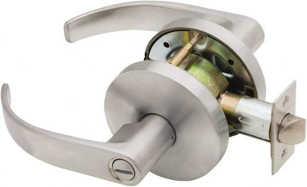 Falcon - Grade 1 Privacy Lever Lockset for 1-3/8" Thick Doors - 2-3/4" Back Set, No Cylinder, Steel, Satin Chrome Finish - Benchmark Tooling