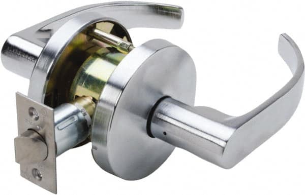 Falcon - Grade 1 Passage Lever Lockset for 1-3/8" Thick Doors - 2-3/4" Back Set, No Cylinder, Steel, Satin Chrome Finish - Benchmark Tooling