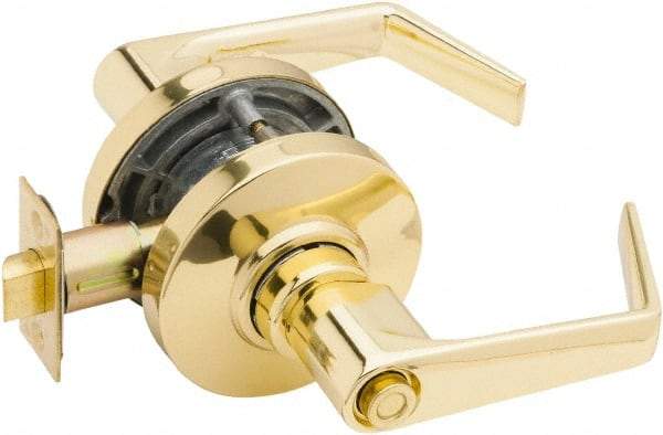 Falcon - Grade 2 Entrance Lever Lockset for 1-3/8" Thick Doors - 2-3/4" Back Set, No Cylinder, Steel, Bright Brass Finish - Benchmark Tooling