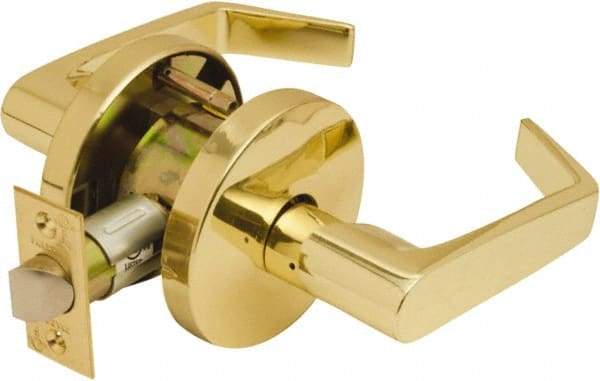 Falcon - Grade 2 Passage Lever Lockset for 1-3/8" Thick Doors - 2-3/4" Back Set, No Cylinder, Steel, Bright Brass Finish - Benchmark Tooling