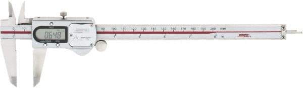 SPI - 0 to 200mm Range, 0.01mm Resolution, IP67 Electronic Caliper - Stainless Steel with 50mm Stainless Steel Jaws, 0.03mm Accuracy - Benchmark Tooling