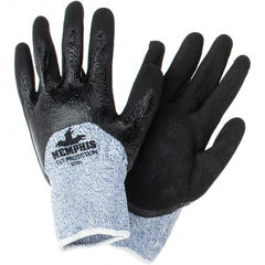 MCR Safety - Size L, ANSI Cut Lvl A4, Puncture Lvl 2, Abrasion Lvl 5, Nitrile Coated Cut Resistant Gloves - Benchmark Tooling