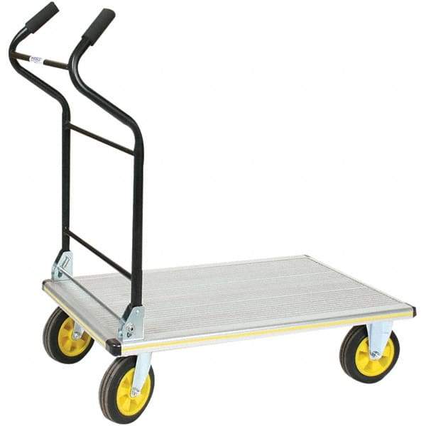Wesco Industrial Products - 750 Lb Capacity 41" OAH Platform Truck - Ergonomic Cushion Grip Handle, Aluminum, Solid Rubber Wheels - Benchmark Tooling