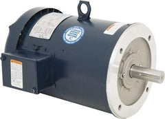 Leeson - 5 Max hp, 1,800 Max RPM, Premium Efficient Electric AC DC Motor - 230/460 V Input, Three Phase, 184TC Frame, 1-1/8" Shaft Diam, C-Face Mount, TEFC Enclosure - Benchmark Tooling