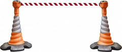 PRO-SAFE - 40" High, Orange, Red & White Warning Post Kit - 23-15/16" Base Width, 27.31 Lb - Benchmark Tooling