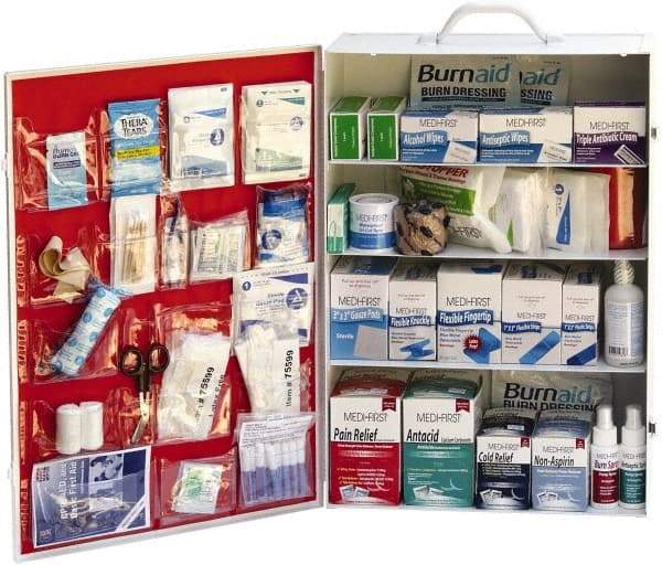 Medique - 1,145 Piece, 200 Person, Industrial First Aid Kit - 15" Wide x 5-1/2" Deep x 22" High, Metal Cabinet - Benchmark Tooling