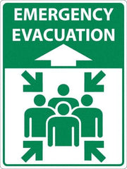 NMC - "Emergency Evacuation", 24" Long x 18" Wide, Sportwalk Safety Sign - Rectangle, 0.005" Thick, Use for Workplace/Safety - Benchmark Tooling