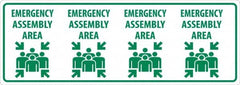 NMC - "Emergency Assembly Area", 12" Long x 34" Wide, Sportwalk Safety Sign - Rectangle, 0.005" Thick, Use for Workplace/Safety - Benchmark Tooling