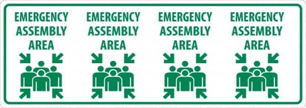 NMC - "Emergency Assembly Area", 12" Long x 34" Wide, Asphalt Art Safety Sign - Rectangle, 0.005" Thick, Use for Workplace/Safety - Benchmark Tooling