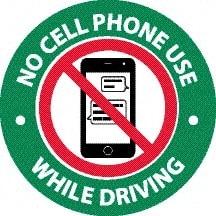 NMC - "No Cell Phone Use", 3" Long x 3" Wide, Pressure-Sensitive Vinyl Safety Sign - Round, 0.0045" Thick, Use for Accident Prevention, Pack of 25 - Benchmark Tooling