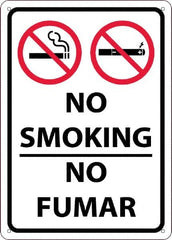 NMC - "No Smoking - No Fumar", 10" Long x 14" Wide, Rigid Plastic Safety Sign - Rectangular, 0.05" Thick, Use for Smoking Regulations - Benchmark Tooling