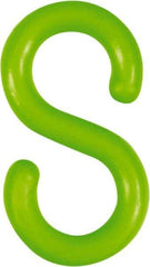 NMC - 2" High x 1/4" Long x 4" Wide Barrier S-Hook - Plastic, Uncoated, Green, Use with Plastic Chain - Benchmark Tooling