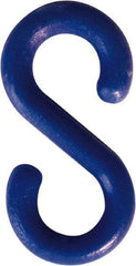NMC - 2" High x 1/4" Long x 4" Wide Barrier S-Hook - Plastic, Uncoated, Blue, Use with Plastic Chain - Benchmark Tooling