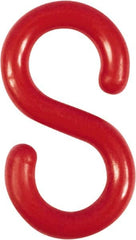 NMC - 1-1/2" High x 1/4" Long x 4" Wide Barrier S-Hook - Plastic, Uncoated, Red, Use with Plastic Chain - Benchmark Tooling