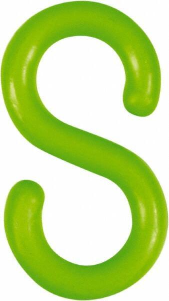 NMC - 1-1/2" High x 1/4" Long x 4" Wide Barrier S-Hook - Plastic, Uncoated, Green, Use with Plastic Chain - Benchmark Tooling
