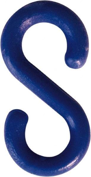 NMC - 1-1/2" High x 1/4" Long x 4" Wide Barrier S-Hook - Plastic, Uncoated, Blue, Use with Plastic Chain - Benchmark Tooling