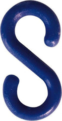 NMC - 1-1/2" High x 1/4" Long x 4" Wide Barrier S-Hook - Plastic, Uncoated, Blue, Use with Plastic Chain - Benchmark Tooling