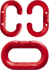 NMC - 1-1/2" High x 1/4" Long x 4" Wide Barrier Connecting Link - Plastic, Uncoated, Red, Use with Plastic Chain - Benchmark Tooling