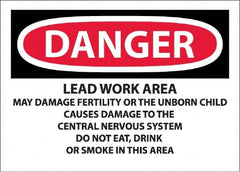 NMC - "Danger - Lead Work Area May Damage Fertility Or The Unborn Child", 10" Long x 14" Wide, Pressure-Sensitive Vinyl Safety Sign - Rectangle, 0.0045" Thick, Use for Hazardous Materials - Benchmark Tooling